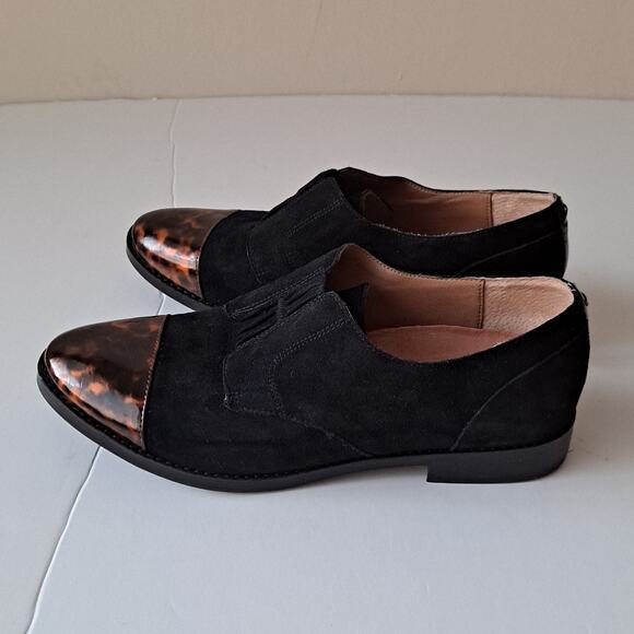 Vionic Jayla Black Suede Tortoise Shell Cap Toe Derby Flats Loafers Women Size 8 - Picture 8 of 10